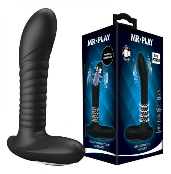 MR PLAY - Rotating Beads Vibration Prostate Massager (Chargeable - Black) MR PLAY - Rotating Beads Vibration Prostate Massager (Chargeable - Black)